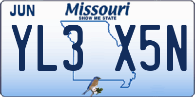 MO license plate YL3X5N