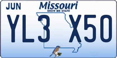 MO license plate YL3X5O