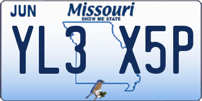 MO license plate YL3X5P