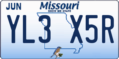 MO license plate YL3X5R