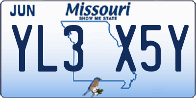 MO license plate YL3X5Y