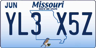 MO license plate YL3X5Z