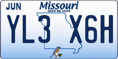 MO license plate YL3X6H