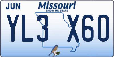 MO license plate YL3X6O