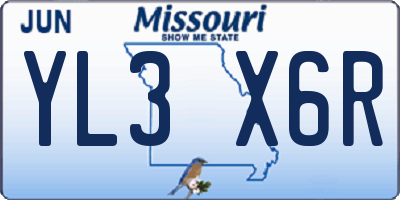 MO license plate YL3X6R