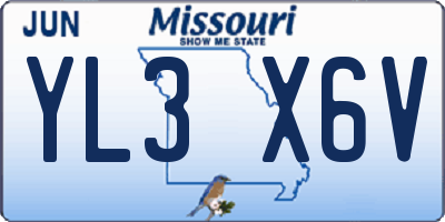 MO license plate YL3X6V