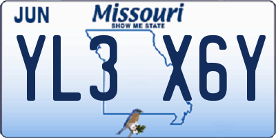 MO license plate YL3X6Y