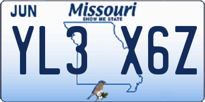 MO license plate YL3X6Z