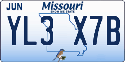 MO license plate YL3X7B