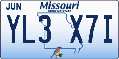 MO license plate YL3X7I