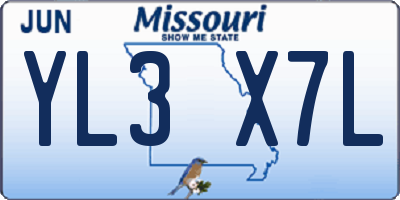 MO license plate YL3X7L