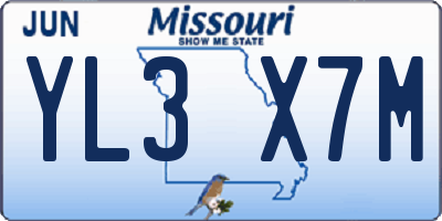 MO license plate YL3X7M