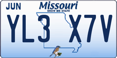 MO license plate YL3X7V