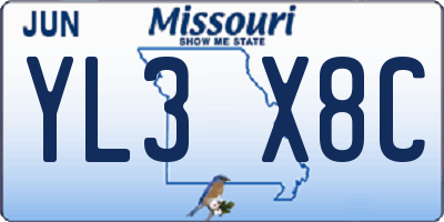 MO license plate YL3X8C