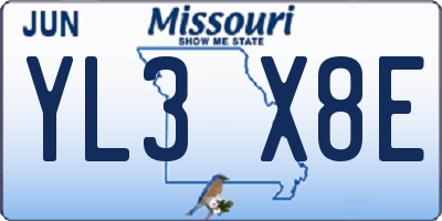 MO license plate YL3X8E