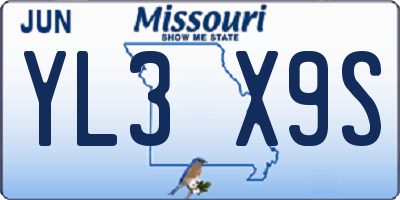 MO license plate YL3X9S