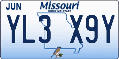 MO license plate YL3X9Y