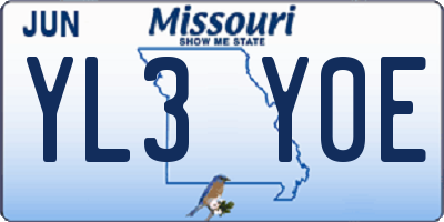 MO license plate YL3Y0E