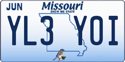 MO license plate YL3Y0I