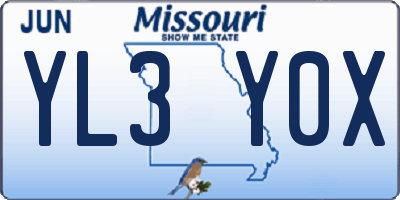 MO license plate YL3Y0X