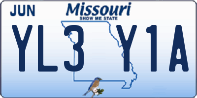 MO license plate YL3Y1A