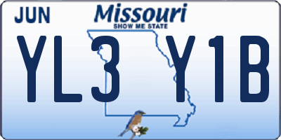 MO license plate YL3Y1B