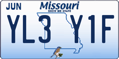 MO license plate YL3Y1F