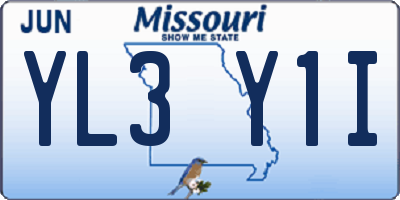 MO license plate YL3Y1I