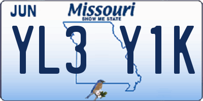 MO license plate YL3Y1K