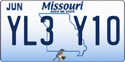 MO license plate YL3Y1O