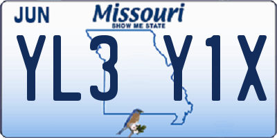 MO license plate YL3Y1X