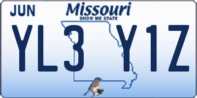 MO license plate YL3Y1Z