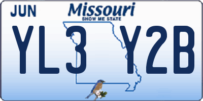 MO license plate YL3Y2B