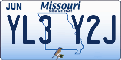 MO license plate YL3Y2J