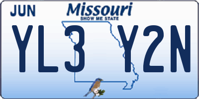 MO license plate YL3Y2N