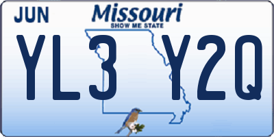 MO license plate YL3Y2Q