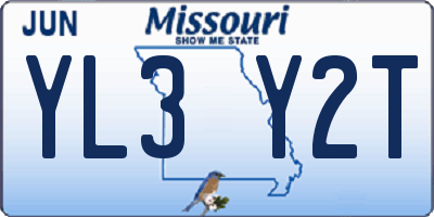 MO license plate YL3Y2T