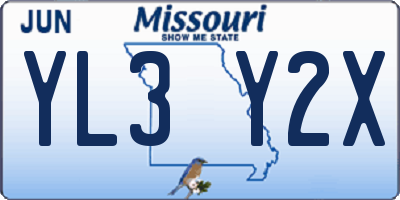MO license plate YL3Y2X