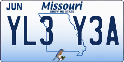 MO license plate YL3Y3A