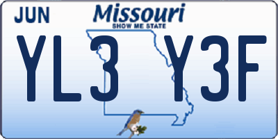 MO license plate YL3Y3F