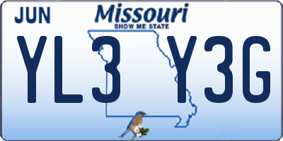 MO license plate YL3Y3G