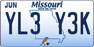 MO license plate YL3Y3K
