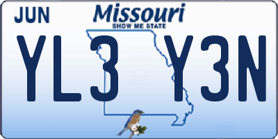 MO license plate YL3Y3N