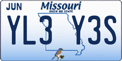 MO license plate YL3Y3S
