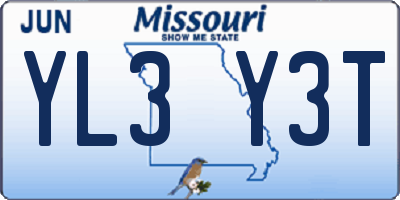MO license plate YL3Y3T