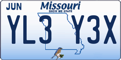 MO license plate YL3Y3X