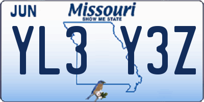 MO license plate YL3Y3Z