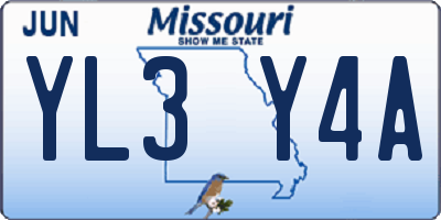 MO license plate YL3Y4A