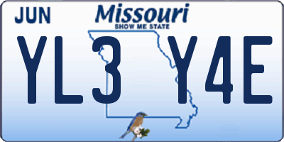 MO license plate YL3Y4E