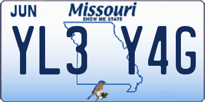 MO license plate YL3Y4G